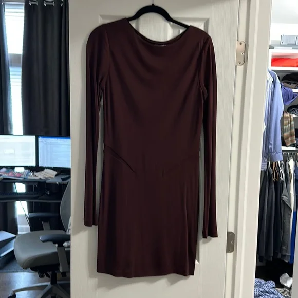 T by Alexander Wang | Dresses | Like New Alexander Wang Long Sleeve Burgundy  Dress Size L | Poshmark
